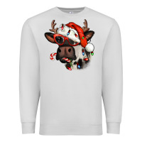 Dove Grey Christmas cow with antlers Premium Sweatshirt - Jasminsmagicworld