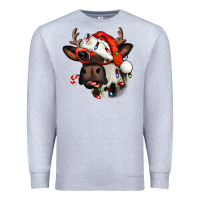 Heather Grey Christmas cow with antlers Premium Sweatshirt - Jasminsmagicworld