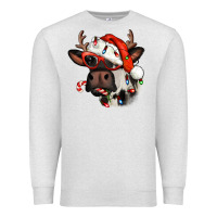 Oatmeal Heather Christmas cow with antlers Premium Sweatshirt - Jasminsmagicworld