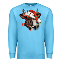 Ocean Blue Christmas cow with antlers Premium Sweatshirt - Jasminsmagicworld