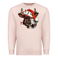 Christmas Cow With Antlers Premium Sweatshirt | Teevron