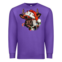 Purple Christmas cow with antlers Premium Sweatshirt - Jasminsmagicworld