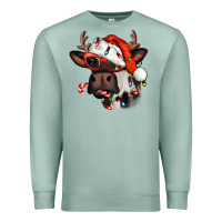 Seafoam Christmas cow with antlers Premium Sweatshirt - Jasminsmagicworld