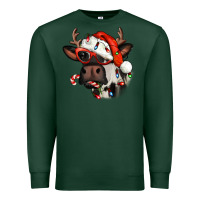 Sports Green Christmas cow with antlers Premium Sweatshirt - Jasminsmagicworld
