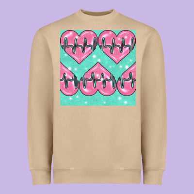 Nursing Heart Seamless Pattern Heavyweight Sweatshirt Designed By Bundleandbundleshop