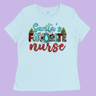 Santa S Favorite Nurse Ladies Tee Designed By Jahusdesignshop