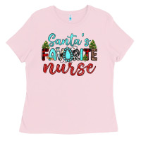 Bubblegum Pink santa s favorite nurse Ladies Tee - JahusDesignShop