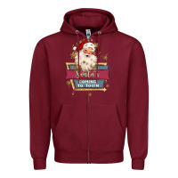 Burgundy santa's coming to town Zipper Hoodie - MaliasSmallBusiness