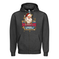 Charcoal Heather santa's coming to town Zipper Hoodie - MaliasSmallBusiness