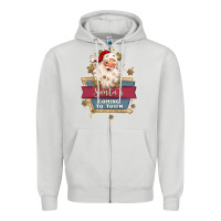 Dove Grey santa's coming to town Zipper Hoodie - MaliasSmallBusiness