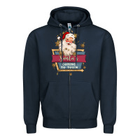 Navy santa's coming to town Zipper Hoodie - MaliasSmallBusiness