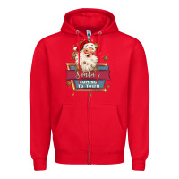 Red santa's coming to town Zipper Hoodie - MaliasSmallBusiness