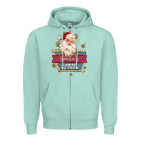 Seafoam santa's coming to town Zipper Hoodie - MaliasSmallBusiness