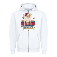 White santa's coming to town Zipper Hoodie - MaliasSmallBusiness