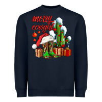 Navy merry cowgirl  boots and cactus with gifts Heavyweight Sweatshirt - AdoDesignShop