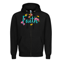 Black faith with flower and butterfly Zipper Hoodie - NancyCooperArtShop