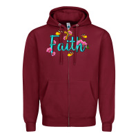 Burgundy faith with flower and butterfly Zipper Hoodie - NancyCooperArtShop