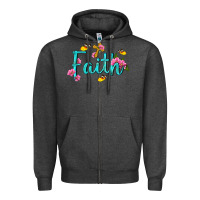 Charcoal Heather faith with flower and butterfly Zipper Hoodie - NancyCooperArtShop