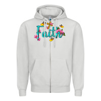 Dove Grey faith with flower and butterfly Zipper Hoodie - NancyCooperArtShop
