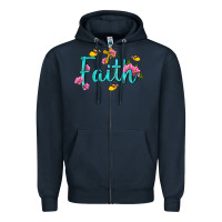 Navy faith with flower and butterfly Zipper Hoodie - NancyCooperArtShop