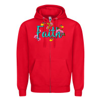 Red faith with flower and butterfly Zipper Hoodie - NancyCooperArtShop