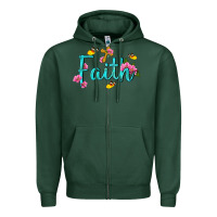 Sports Green faith with flower and butterfly Zipper Hoodie - NancyCooperArtShop