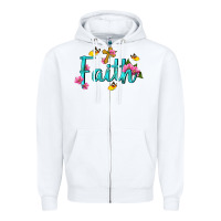 White faith with flower and butterfly Zipper Hoodie - NancyCooperArtShop