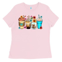Bubblegum Pink flowers with coffee Ladies Tee - Zillion Design Studio