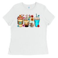 White flowers with coffee Ladies Tee - Zillion Design Studio