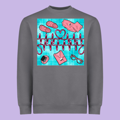 Nurse Heart Beat Seamless Pattern Heavyweight Sweatshirt Designed By Bundleandbundleshop