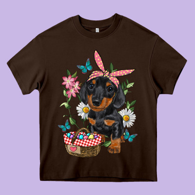 Heavy Core Tee easter dachshund
