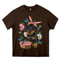 Chocolate Brown easter dachshund Heavy Core Tee - RanaPortraitStore
