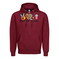 Burgundy peace love nursing Zipper Hoodie - MaliasSmallBusiness