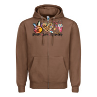 Chestnut peace love nursing Zipper Hoodie - MaliasSmallBusiness