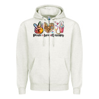 Oatmeal Heather peace love nursing Zipper Hoodie - MaliasSmallBusiness