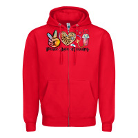 Red peace love nursing Zipper Hoodie - MaliasSmallBusiness