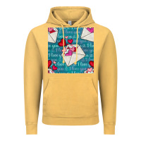 Vintage Mustard valentines day envelope with hearts Vintage Hoodie - BundleAndBundleShop