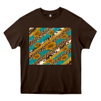 Chocolate Brown leopard cowhide  leather sunflowers Heavy Core Tee - Artiststas