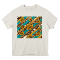 Cream leopard cowhide  leather sunflowers Heavy Core Tee - Artiststas