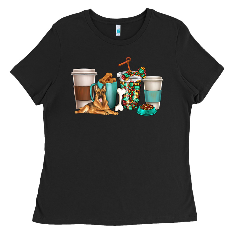 German Shepherd Dog Coffee Cups Ladies Tee by texasbilliewilder | Teevron