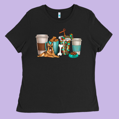German Shepherd Dog Coffee Cups Ladies Tee Designed By Texasbilliewilder