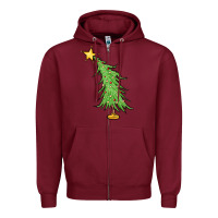 Burgundy trendy christmas tree Zipper Hoodie - MaliasSmallBusiness