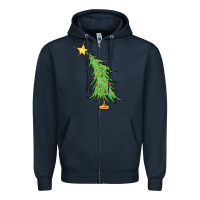 Navy trendy christmas tree Zipper Hoodie - MaliasSmallBusiness