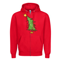 Red trendy christmas tree Zipper Hoodie - MaliasSmallBusiness