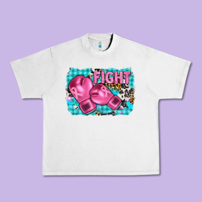 Fight With Boxing Gloves And Cancer Ribbon Urban Heavy Tee Designed By Adodesignshop