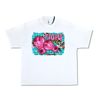 White fight with boxing gloves and cancer ribbon Urban Heavy Tee - AdoDesignShop