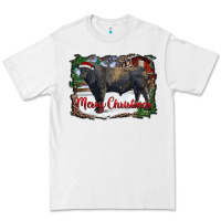 White merry Christmas black angus bull and farm Premium Tee - RanaPortraitStore