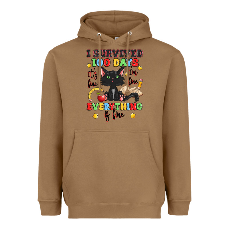 I Survived 100 Days It's Fine I'm Fine Heavyweight Hoodie by Artiststas | Teevron