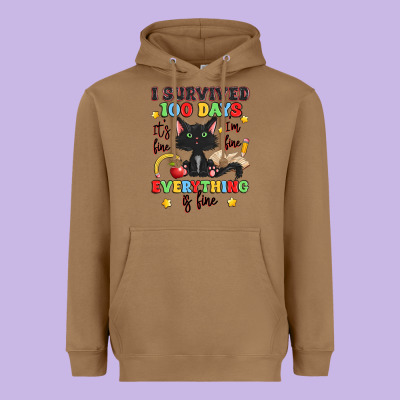 I Survived 100 Days It's Fine I'm Fine Heavyweight Hoodie Designed By Artiststas