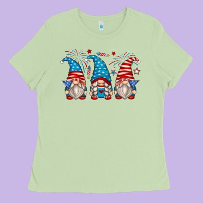 Fourth Of July Gnomes Ladies Tee Designed By Zillion Design Studio